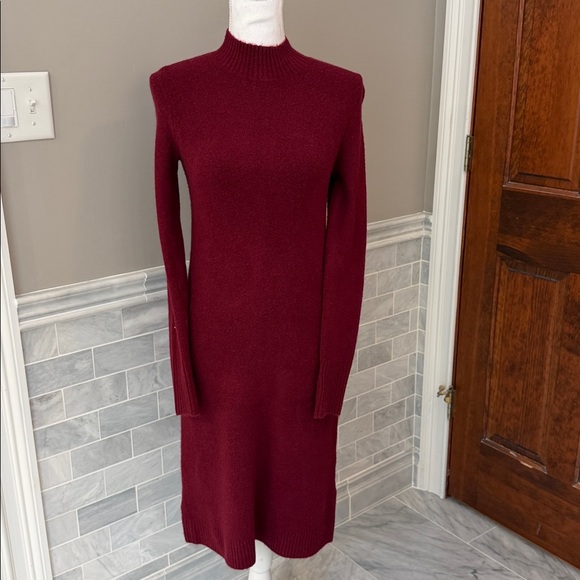 J. Crew Factory Rich Burgundy Long Sleeve Sweater Dress - Picture 2 of 7